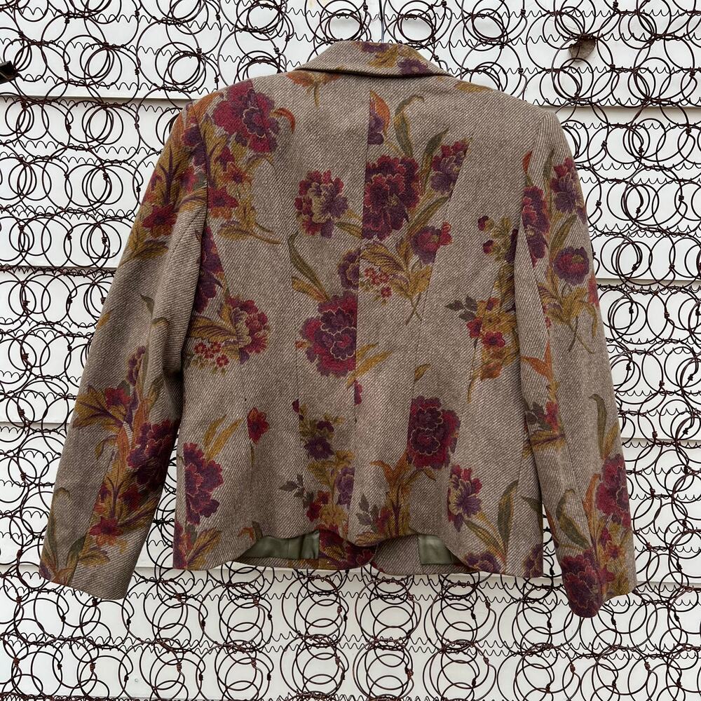 Pendleton Green Floral Leaf Fall Wool Blazer Size 10 - Picture 3 of 7